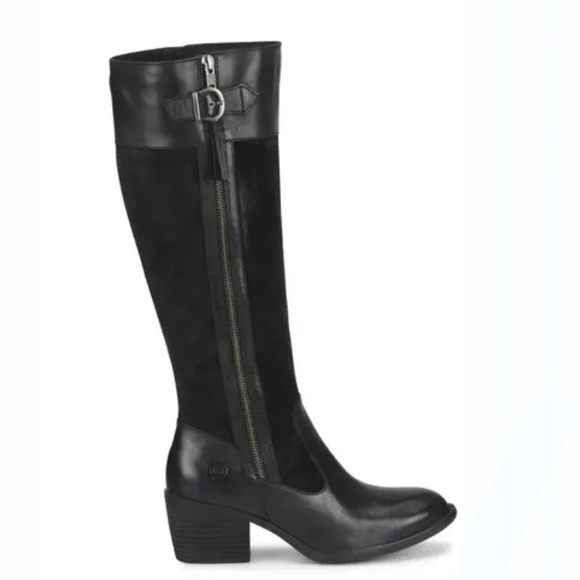 Born Shoes - NEW Born Uchee Knee High Black Suede Leather Boots Size 7